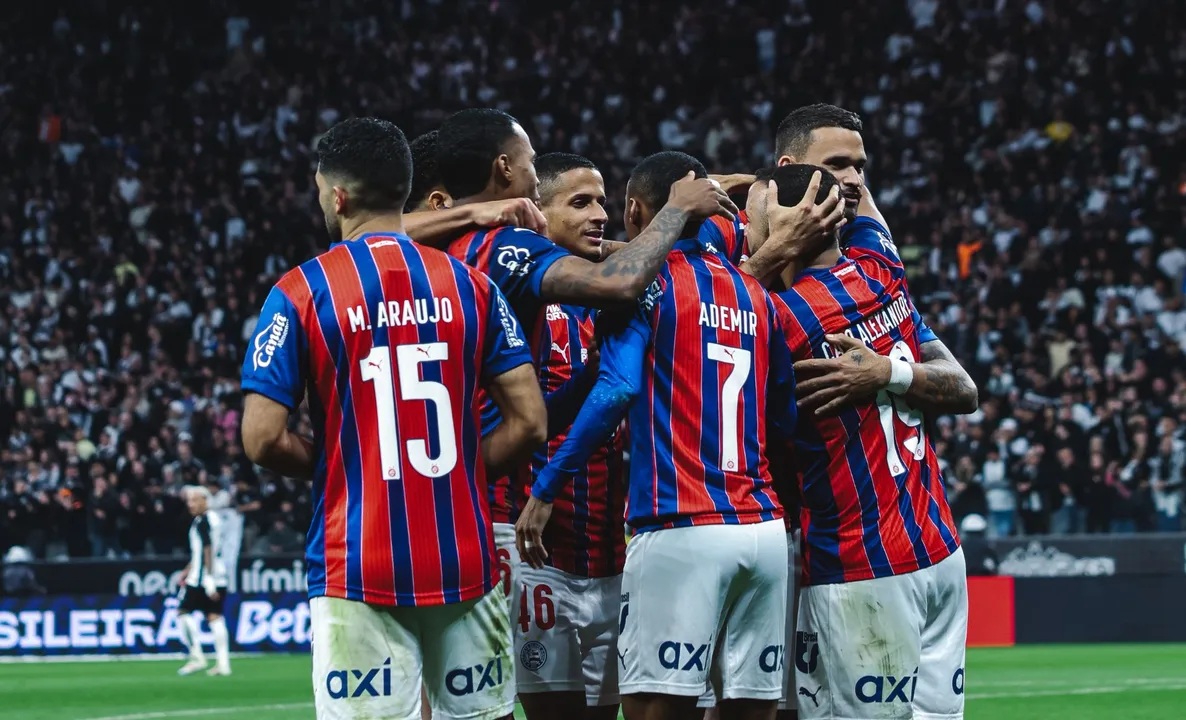 Jogadores do Bahia comemorando triunfo sobre o Corinthians - Foto: Divulgação | ECBahia