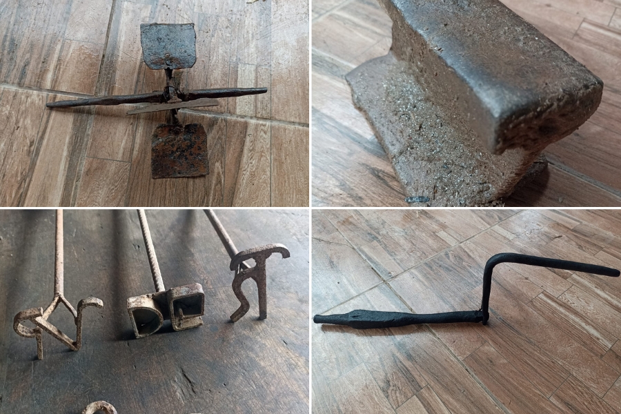 Foto 01: Ventoinha; Foto 02: Instrumentos; Foto 03: Marcar animais; Foto 04: Instrumento de boladeira