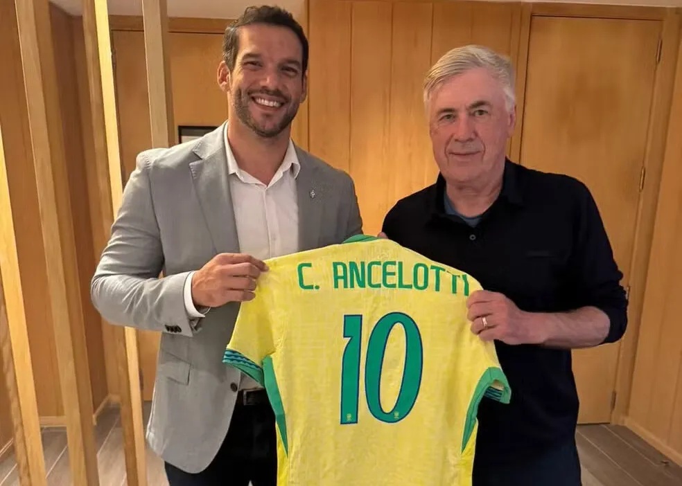 Samir Xaud e Carlo Ancelotti - Foto: Divulgação | CBF