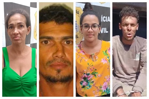 Maria Eunice, João, Vitória e Cristiano: todos presos pelo assassinato de Vivaldina Crédito: Reprodução