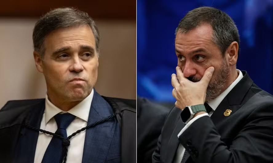 O ministro do Supremo Tribunal Federal (STF) André Mendonça e o diretor-geral da Polícia Federal (PF), Andrei Rodrigues — Foto: Brenno Carvalho