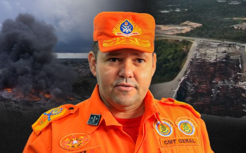O comandante-geral do CBMAM, coronel Orleilso Muniz (Fotos: Reprodução/Secom | Composição: Lucas Oliveira)