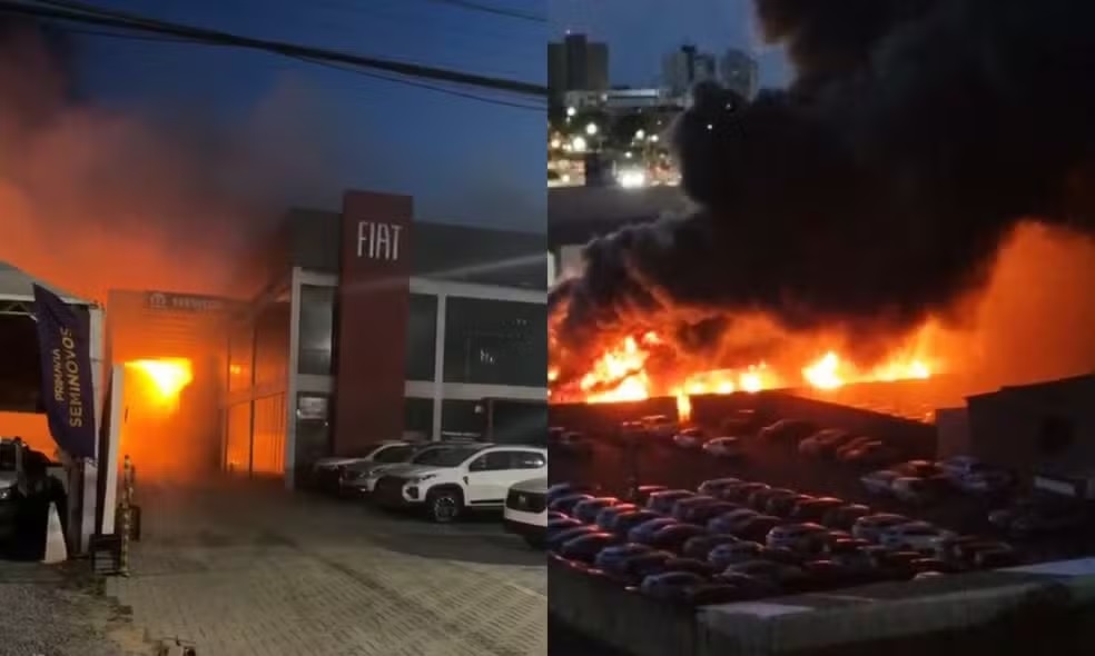 Incêndio atinge concessionária de veículos na Bahia — Foto: Redes Sociais